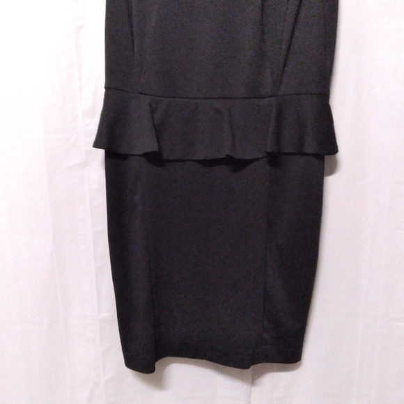 Evan Picone Sheath Suit Dress Black & Blue Peplum Career Chic Colorblock Size 12 - Picture 4 of 8